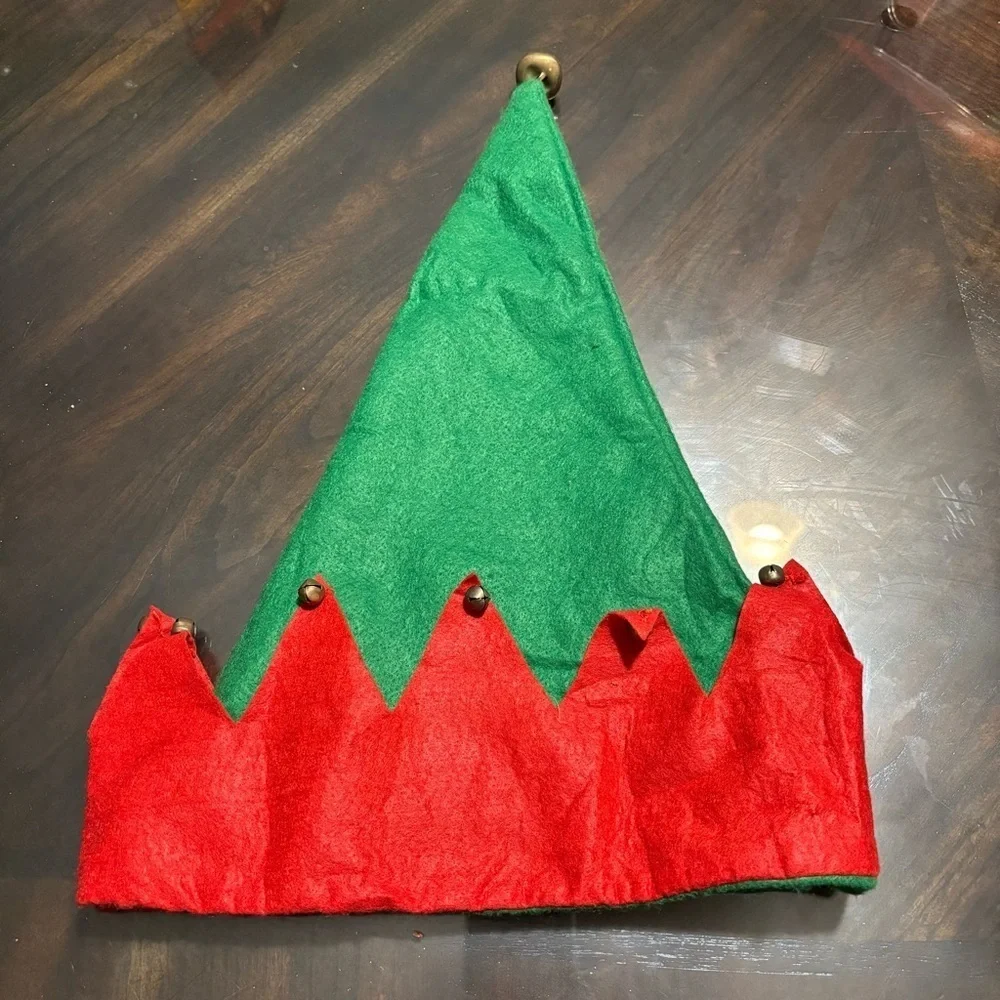 Unbranded Kids Red Green Elf Costume - top, elastic pants, hat w/bells and shoes